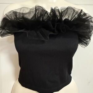 ANWND Top Black SZ M/L Fairygoth Strapless‎ Tulle Tutu Whimsical